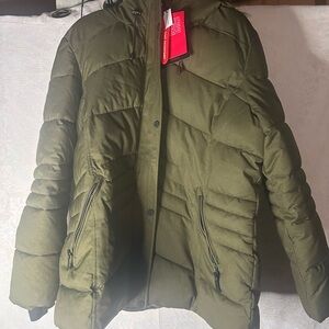 ZeroXposur Women Parka Quilted Olive Water-Resistant Faux Fur Hood Size XXL